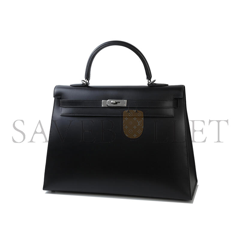HERMÈS EDITION SO BLACK BOX KELLY 35 HANDBAG BLACK (35*25*12cm)